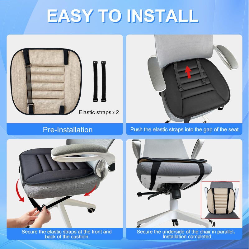Sanwom Car Seat Cushion with Back Support Pillow  1.2'' Thick Enhanced Comfort Memory Foam Design for Pain Relief  Ideal for Drivers and Office Use - Ergonomic Lumbar Comfort for Long Sitting - Image 4